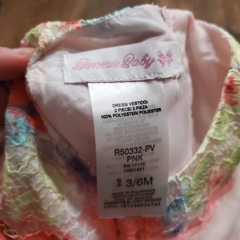Bonnie Baby Girl Fancy Dress Pastel Pink Tulle Rainbow Floral Lace Rose Formal - Picture 7 of 9